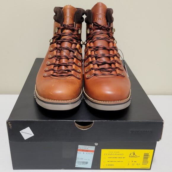 Cole Haan Men Zerogrand Hiker Waterproof Boots Size US 9M Tan Leather C30405 main image 5